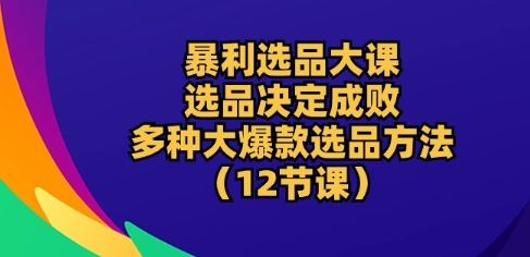 暴利选品大课:选品决定成败,教你多种大爆款选品方法(12节课)