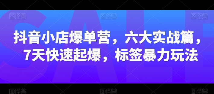 抖音小店爆单营，六大实战篇，7天快速起爆，标签暴力玩法-项目资源库