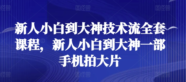 新人小白到大神技术流全套课程，新人小白到大神一部手机拍大片-项目资源库