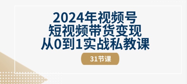 2024年视频号短视频带货变现从0到1实战私教课(31节视频课)-项目资源库