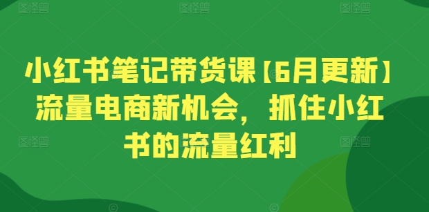 小红书笔记带货课【6月更新】流量电商新机会,抓住小红书的流量红利