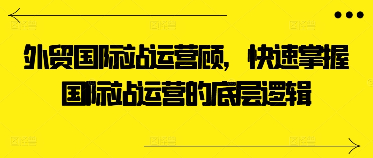 外贸国际站运营顾问，快速掌握国际站运营的底层逻辑-项目资源库