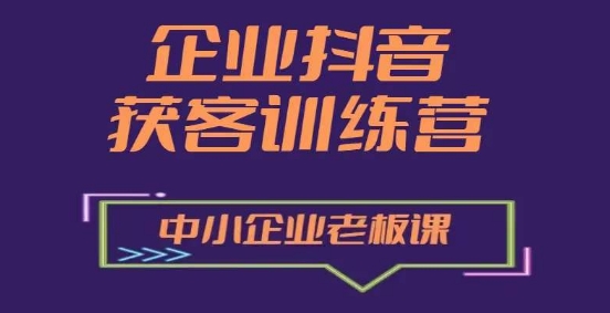 企业抖音营销获客增长训练营，中小企业老板必修课-项目资源库