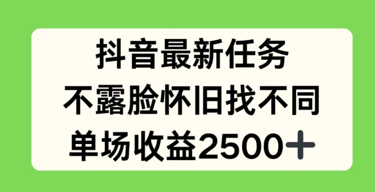 抖音最新任务，不露脸怀旧找不同，单场收益2.5k【揭秘】-项目资源库