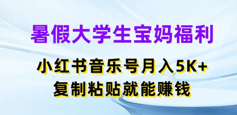 暑假大学生宝妈福利，小红书音乐号月入5000+，复制粘贴就能赚钱【揭秘】-项目资源库