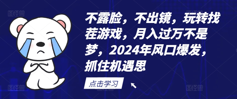 不露脸，不出镜，玩转找茬游戏，月入过万不是梦，2024年风口爆发，抓住机遇【揭秘】-项目资源库