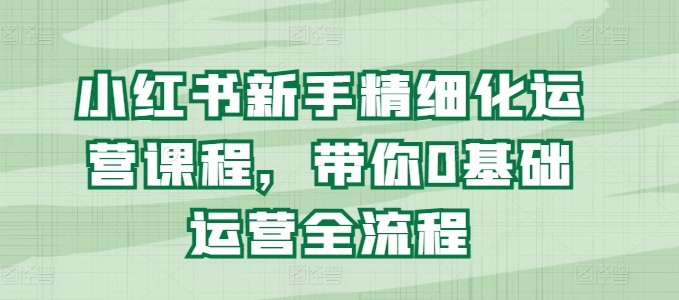 小红书新手精细化运营课程，带你0基础运营全流程-项目资源库