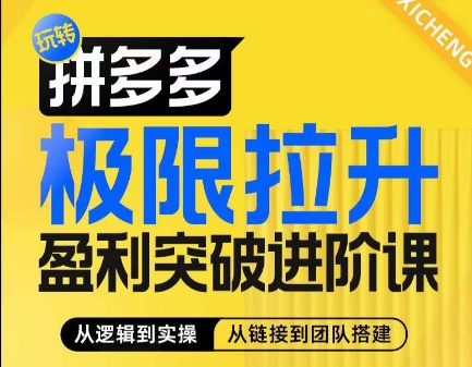 拼多多极限拉升盈利突破进阶课，​从算法到玩法，从玩法到团队搭建，体系化系统性帮助商家实现利润提升-项目资源库