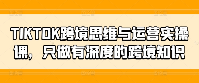 TIKTOK跨境思维与运营实操课，只做有深度的跨境知识-项目资源库