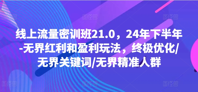 线上流量密训班21.0，24年下半年-无界红利和盈利玩法，终极优化/无界关键词/无界精准人群-项目资源库