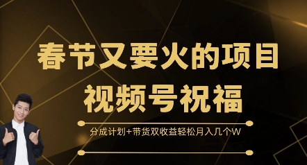 春节又要火的项目视频号祝福，分成计划+带货双收益，轻松月入几个W【揭秘】-项目资源库