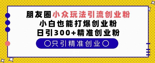 朋友圈小众玩法引流创业粉，小白也能打爆创业粉，日引300+精准创业粉【揭秘】-项目资源库
