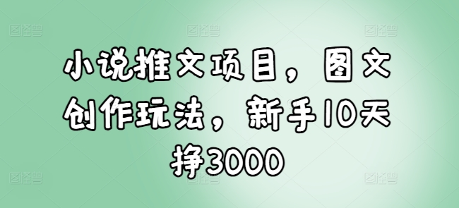 小说推文项目，图文创作玩法，新手10天挣3000-项目资源库