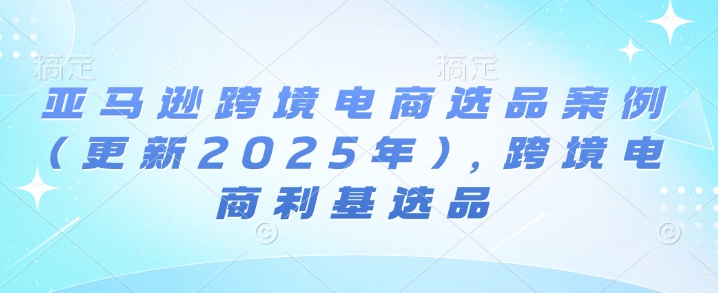 亚马逊跨境电商选品案例(更新2025年)，跨境电商利基选品-项目资源库