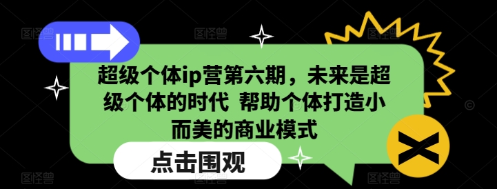 超级个体ip营第六期，未来是超级个体的时代  帮助个体打造小而美的商业模式-项目资源库