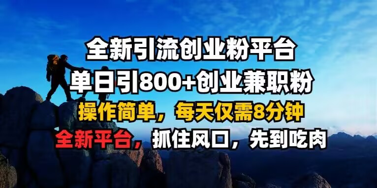 全新引流创业粉平台 单日引800+，创业兼职粉，操作简单，每天仅需8分钟【仅揭秘】-项目资源库