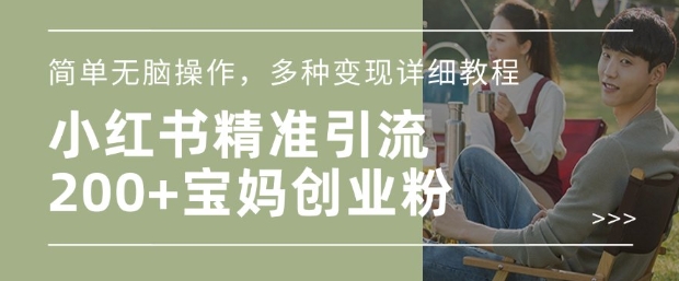 小红书混剪日引200+宝妈创业粉，简单无脑操作，多种变现详细教程-项目资源库