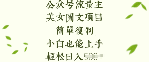 流量主长期收益项目，美女图片简单复制，小白也能上手，轻松日入5张-项目资源库