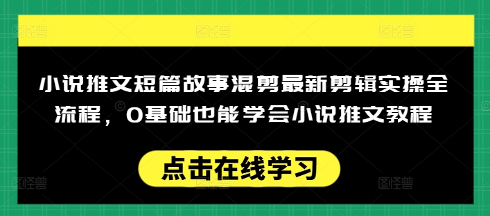 小说推文短篇故事混剪最新剪辑实操全流程，0基础也能学会小说推文教程，肯干多发日入多张-项目资源库