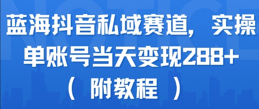 蓝海抖音私域赛道，实操单账号当天变现288+(附教程)-项目资源库