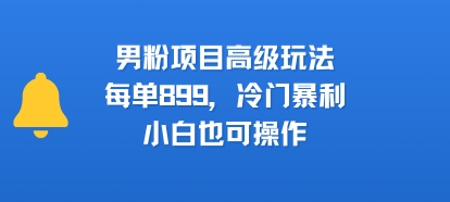 男粉项目高级玩法，每单899，冷门暴利，小白也可操作-项目资源库