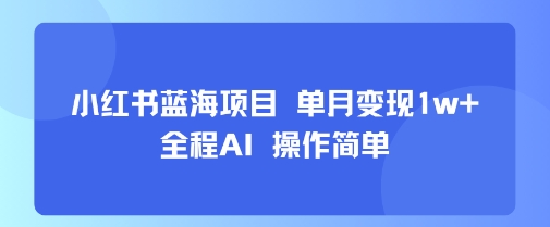 小红书蓝海项目 单月变现1w+ 全程AI 操作简单-项目资源库