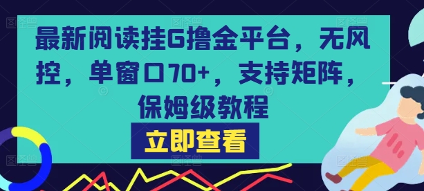 最新阅读挂G撸金平台，无风控，单窗口70+，支持矩阵，保姆级教程【揭秘】-项目资源库