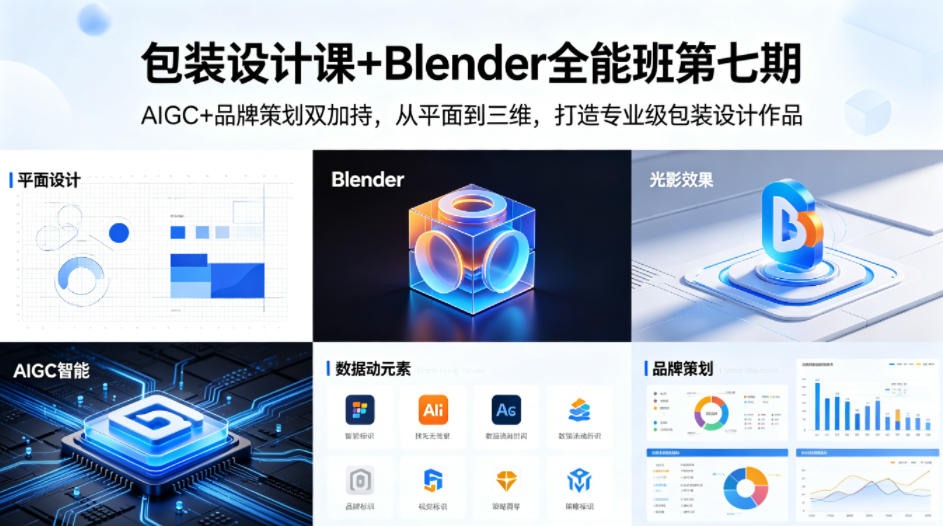 包装设计课+Blender全能班第七期，AIGC+品牌策划双加持，从平面到三维，打造专业级包装设计作品-项目资源库