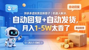 拼多多虚拟类目新路子｜机器人解决，自动回复+自动发货，月入1-5W太香了【揭秘】-项目资源库