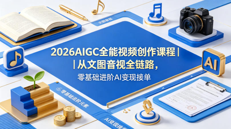 2026AIGC全能视频创作课程｜从文图音视全链路，零基础进阶AI变现接单-项目资源库