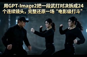 用GPT-Image2把一段武打对决拆成24个连续镜头，完整还原一场“电影级打斗”-项目资源库
