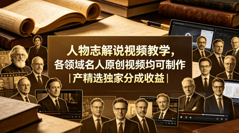 人物志解说视频教学，各领域名人原创视频均可制作丨精选独家分成收益-项目资源库