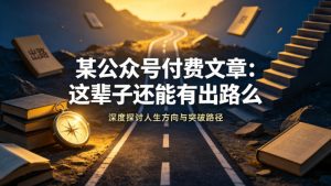 某公众号付费文章：这辈子还能有出路么-项目资源库