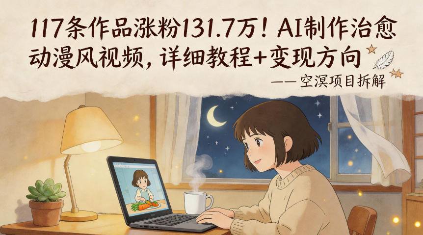 117条作品涨粉131.7W！AI制作治愈动漫风视频，详细教程+变现方向-项目资源库
