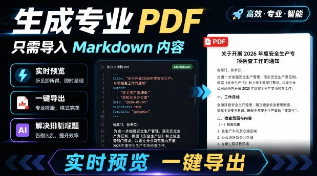 只需导入Markdown内容，实时预览一键导出专业PDF！轻松解决AI生成内容排版问题Presto-项目资源库