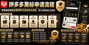 拼多多黑标申请流程,帮助商家获取流量倾斜与活动优先资格,助力品牌溢价与转化-项目资源库