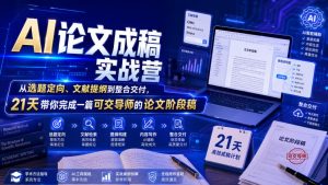 AI论文成稿实战营,从选题定向、文献提纲到整合交付,21天带你完成一篇可交导师的论文阶段稿-项目资源库