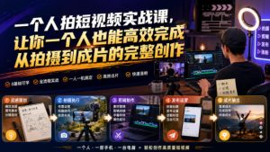 一个人拍短视频实战课,让你一个人也能高效完成从拍摄到成片的完整创作-项目资源库