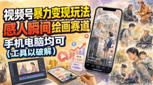 视频号暴力变现玩法,感人瞬间绘画赛道,手机电脑均可-项目资源库