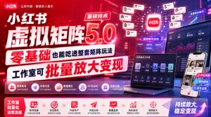 小红书虚拟矩阵5.0重磅技术，零基础也能吃透整套矩阵玩法，工作室可批量放大变现-项目资源库