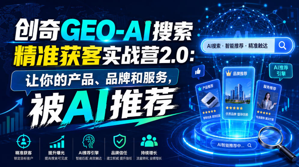 创奇GEO-AI搜索精准获客实战营2.0：让你的产品、品牌和服务，被AI推荐-项目资源库