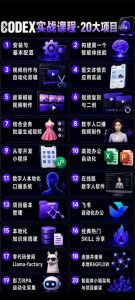 Codex智能体实战全能课｜0基础从搭建技能到自动化落地，视频剪辑-办公-知识库-数字人全场景变现教程-项目资源库