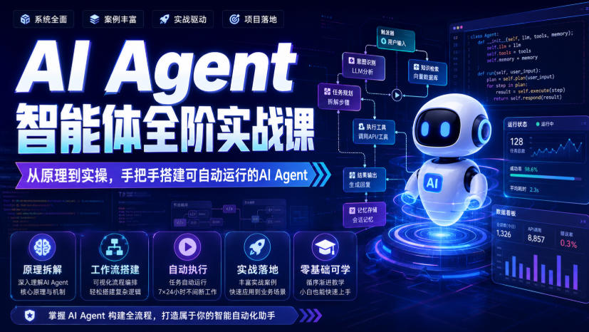 AI Agent智能体全阶实战课，从原理到实操，手把手搭建可自动运行的AI Agent（更新）-项目资源库