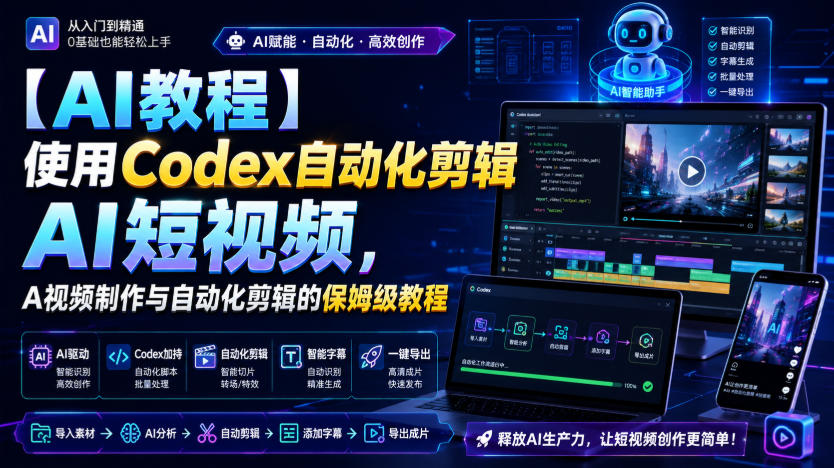 【AI教程】使用Codex自动化剪辑AI短视频，AI视频制作与自动化剪辑的保姆级教程-项目资源库
