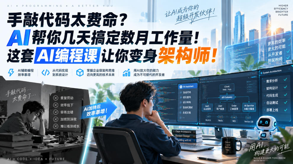 手敲代码太费命？AI帮你几天搞定数月工作量！这套AI编程课让你变身架构师！【原创双语字幕】-项目资源库