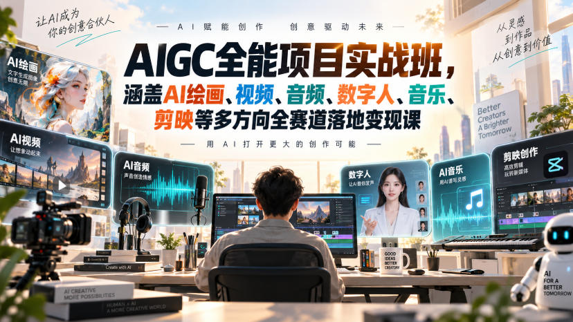 AIGC全能项目实战班-无水印，涵盖AI绘画、视频、音频、数字人、音乐、剪映等多方向全赛道落地变现课（更新）-项目资源库