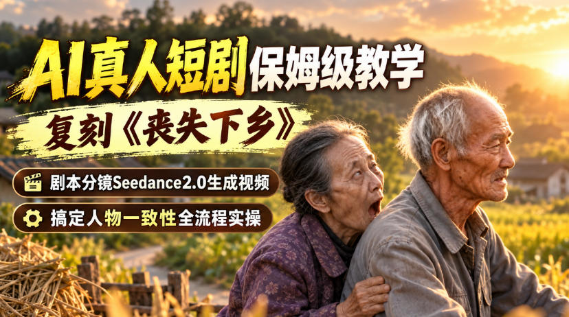 AI真人短剧保姆级教学，复刻《丧失下乡》，剧本分镜Seedance2.0生成视频，搞定人物一致性全流程实操-项目资源库
