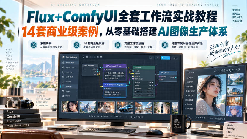 Flux+ComfyUI全套工作流实战教程｜14套商业级案例，从零基础搭建AI图像生产体系-项目资源库