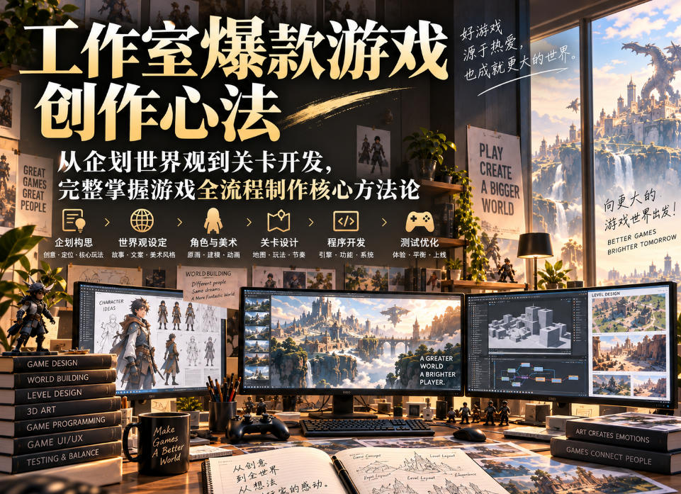 工作室爆款游戏创作心法｜从企划世界观到关卡开发，完整掌握游戏全流程制作核心方法论-项目资源库