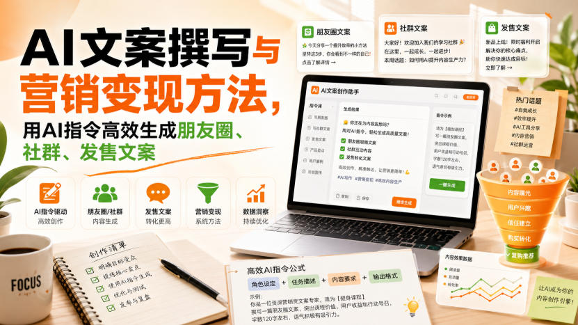 AI文案撰写与营销变现方法，用AI指令高效生成朋友圈、社群、发售文案-项目资源库